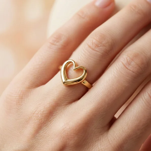22k gold ring, minimalist gold jewelry, heart shape ring, womens gold ring, OVJ Jewels, dainty gold ring, daily wear gold jewelry, solid gold heart ring, gold jewelry Dindigul, elegant gold gifts
