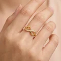 22k gold infinity ring, stone studded gold ring, infinity heart jewelry, minimalist stone ring, OVJ JEWELS, premium gold rings for women, handcrafted gold jewelry, worldwide shipping jewelry