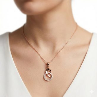 minimalist 18k gold daily wear pendant, infinity swirl diamond pendant, lightweight gold necklace for women