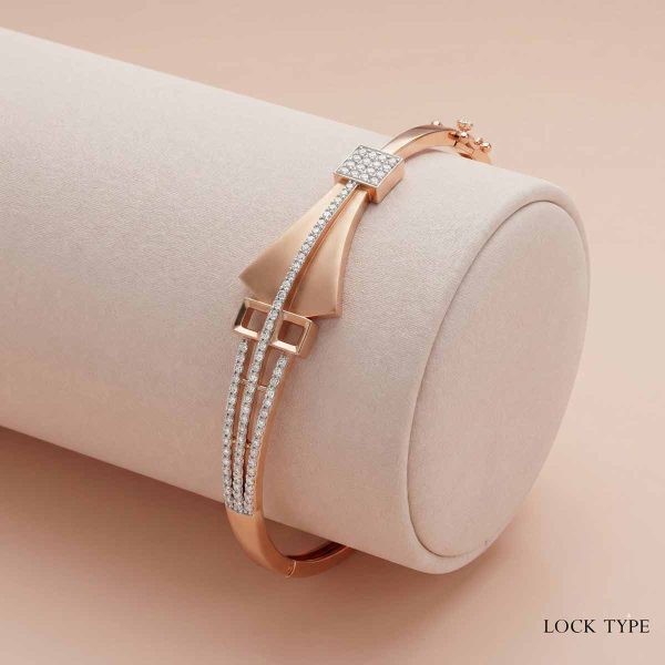 18k rose gold minimalist diamond bracelet with geometric design by OVJ JEWELS