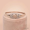 18k rose gold bracelet, diamond bangle for women, minimalist gold jewelry, office wear gold bracelet, lightweight diamond bangle, rose gold floral bracelet, OVJ JEWELS, modern indian jewellery, geometric gold bangle, 18k gold daily wear