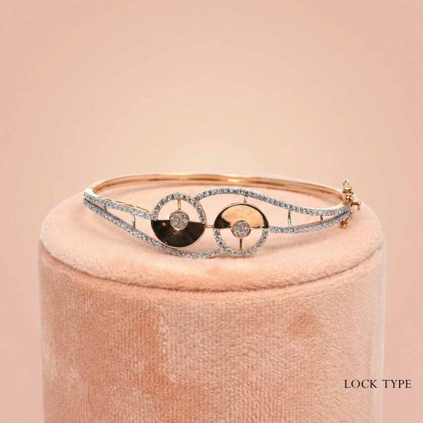 18k gold bracelet, rose gold bangle, minimalist diamond bracelet, geometric gold jewellery, office wear jewellery, modern gold bangle women, OVJ Jewels, 18k stone bangle