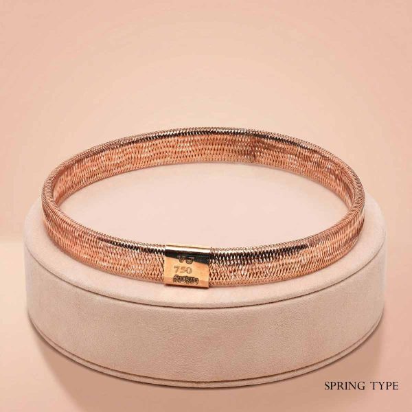 18k gold bracelet, minimalist gold jewelry, flexible gold bangle, spring type bracelet, gold mesh bracelet.