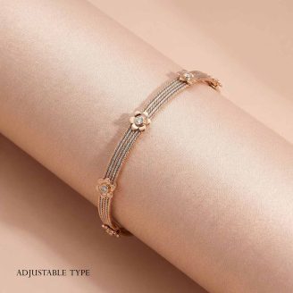 18k Dual-Tone Minimalist Floral Cable Bracelet