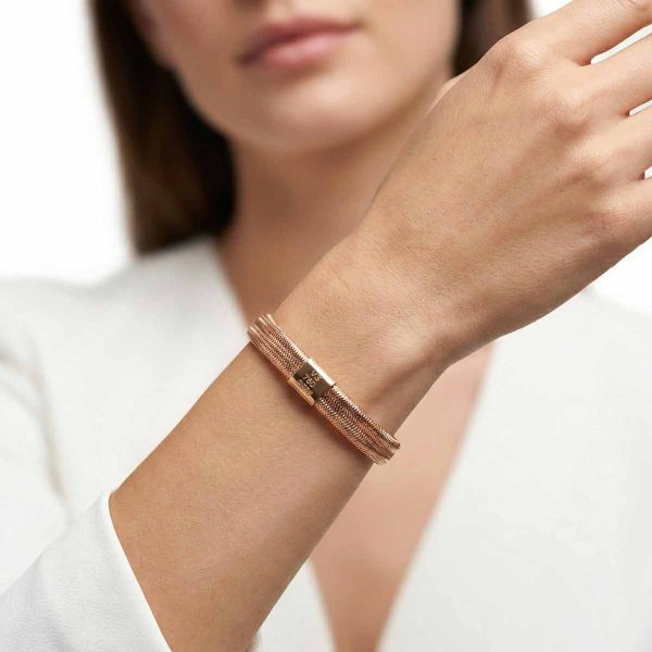 18k gold bracelet, minimalist gold jewelry, flexible gold bangle, spring type bracelet, gold mesh bracelet.