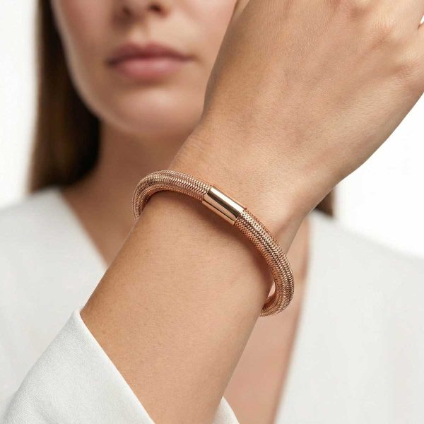 18k gold bracelet, minimalist gold jewelry, flexible gold bangle, spring type bracelet,