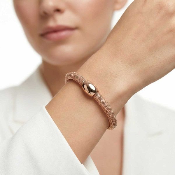18k gold bracelet, rose gold mesh bangle, flexible gold bracelet, minimalist gold jewelry, spring type bangle, woven gold chain, office wear gold jewelry, lightweight gold bracelet