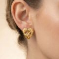 22k gold earrings, minimalist gold studs, gold heart earrings, daily wear gold earrings, ribbed heart studs, modern gold jewellery, 22k gold studs for women, lightweight gold earrings, OVJ Jewels earrings, gift for her