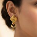 22k Gold Earrings, Gold Drop Earrings, Lightweight Gold Jewelry, Daily Wear Gold Earrings, Enamel Gold Earrings.