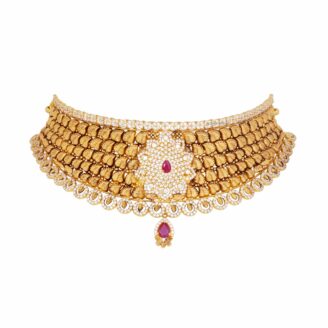 Antique Stone Leaf Designer Women Choker