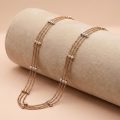 18k gold chain, minimalist gold necklace, triple strand gold chain, dual tone gold jewelry, rose and white gold necklace, 17 inch gold chain, OVJ Jewels, Original Vasavi Jewellery Mart