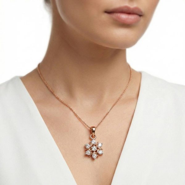 18k gold pendant minimalist gold jewelry floral cluster pendant everyday wear gold pendant delicate rose gold necklace lightweight gold jewelry 1.5cm gold pendant