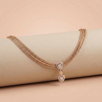 18k Gold Necklace, Rose Gold Choker, Diamond Heart Pendant, Multi-strand Gold Chain, Fine Jewelry for Women, ovjjewels luxury, Layered Mesh Necklace, 16 Inch Gold Chain, Real Gold Diamond Jewelry, Handcrafted Gold Necklace