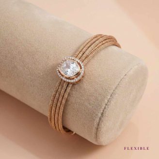 18k gold bracelet Minimalist gold jewelry Flexible gold mesh bracelet Halo diamond bracelet OVJ Jewels designer collection Multi-strand gold bracelet Fine jewelry for daily wear