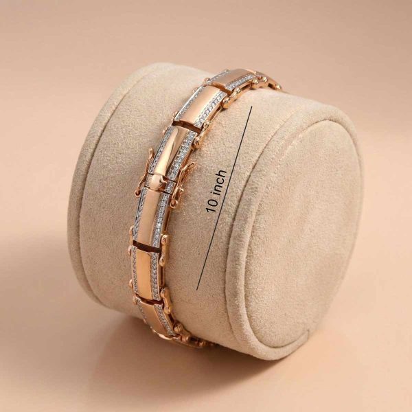 gold link bracelet with diamonds, minimalist men's gold bracelet, 18k rose gold bar bracelet, everyday luxury gold jewelry, pave diamond gold link bracelet.