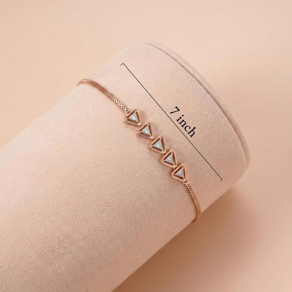 triangle charm bracelet, geometric gold jewelry, diamond triangle bracelet, 7 inch gold bracelet, delicate gold chain