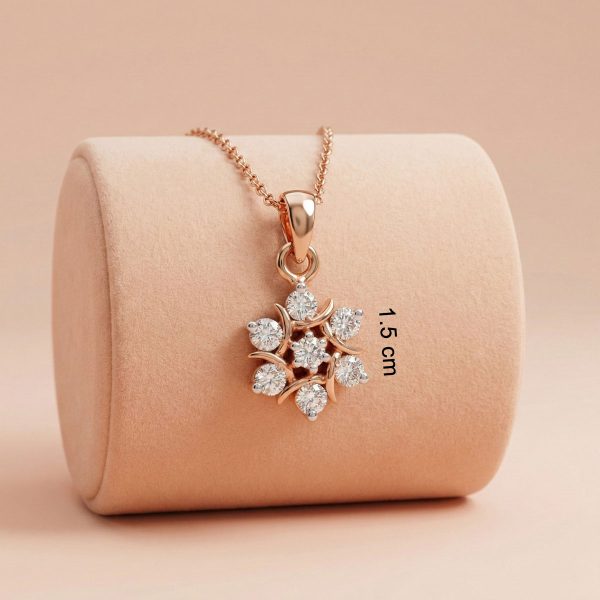 18k gold pendant minimalist gold jewelry floral cluster pendant everyday wear gold pendant delicate rose gold necklace lightweight gold jewelry 1.5cm gold pendant