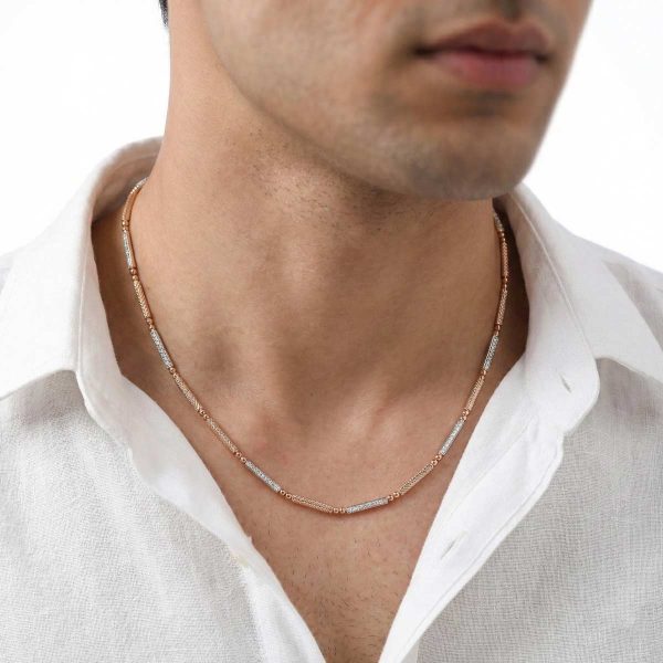 18k gold chain, minimalist jewelry, rose gold link chain, 18 inch gold chain, daily wear gold jewelry, modern gold chain design, OVJ Jewels, luxury minimalist necklace, dual tone gold chain, lightweight gold chain.