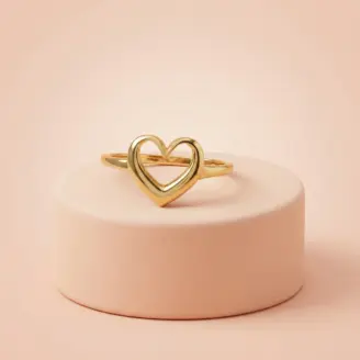 22K Yellow Gold Minimalist Open Heart Ring