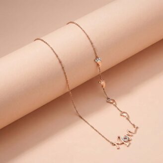 18K Rose Gold MOM chain with Baby Feet Charms