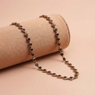 18k Gold Minimalist Black Stone Chain
