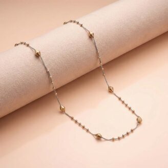 18k Sleek Gold Geometric Bead Chain for Women