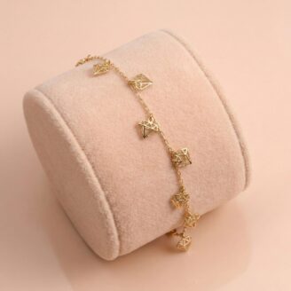 18k Gold Minimalist Diamond-Cut Geometric Charm Bracelet