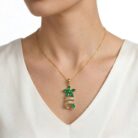 22k gold pendant, floral gold pendant, initial pendant gold, green stone pendant, ladies gold pendant, stylish gold pendant, trendy pendant design, cz gold pendant, designer gold pendant, alphabet pendant, luxury gold jewelry, women pendant design, ovjjewels, modern gold pendan