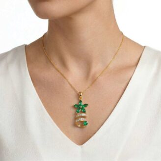 22k gold pendant, floral gold pendant, initial pendant gold, green stone pendant, ladies gold pendant, stylish gold pendant, trendy pendant design, cz gold pendant, designer gold pendant, alphabet pendant, luxury gold jewelry, women pendant design, ovjjewels, modern gold pendan