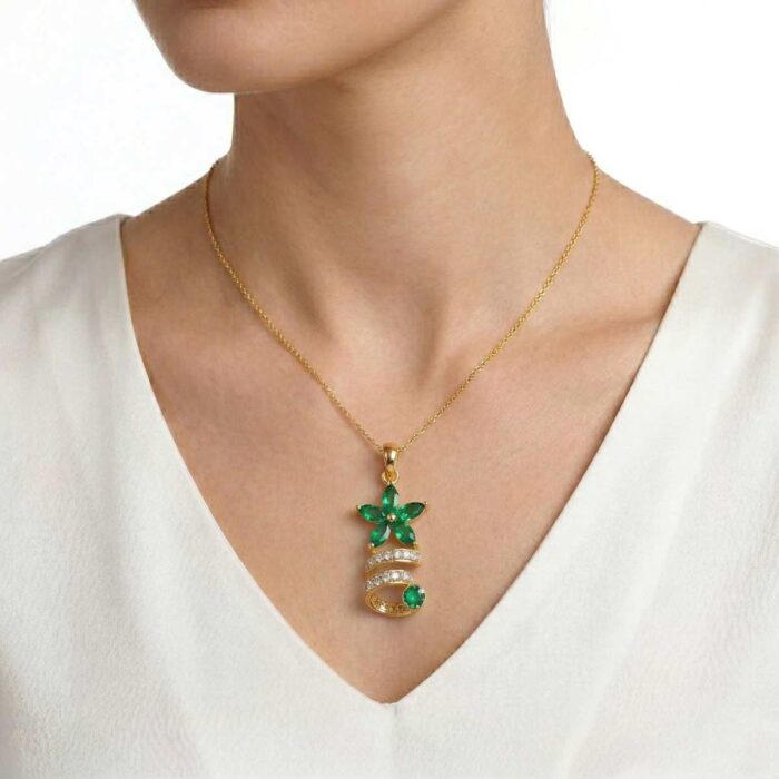 22k gold pendant, floral gold pendant, initial pendant gold, green stone pendant, ladies gold pendant, stylish gold pendant, trendy pendant design, cz gold pendant, designer gold pendant, alphabet pendant, luxury gold jewelry, women pendant design, ovjjewels, modern gold pendan