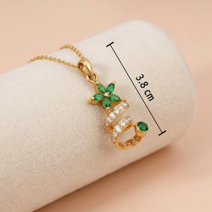22k gold pendant, floral gold pendant, initial pendant gold, green stone pendant, ladies gold pendant, stylish gold pendant, trendy pendant design, cz gold pendant, designer gold pendant, alphabet pendant, luxury gold jewelry, women pendant design, ovjjewels, modern gold pendan