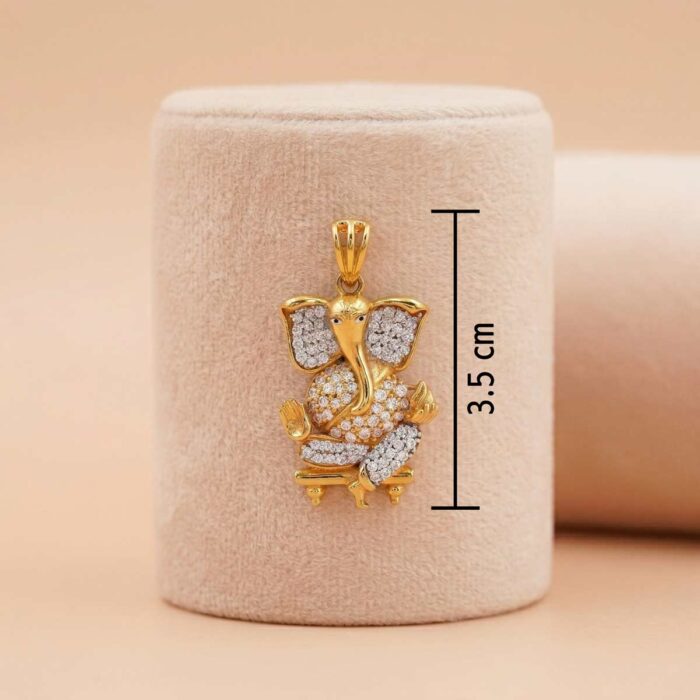 101-101704-c 22k gold ganesha pendant, gold vinayagar pendant, lord ganesha pendant design, gold pendant for women, trendy ganpati pendant, cz gold pendant, traditional gold pendant, ovjjewels gold pendant, divine jewelry, gold pendant online india, stone ganesha pendant,