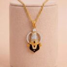 22k gold pendant, balaji gold pendant, tirupati balaji pendant, lord venkateswara pendant, temple jewelry pendant, cz stone gold pendant, traditional gold pendant, gold dollar design, designer gold pendant, women gold pendant, mens devotional pendant, south indian gold jewelry, ovjjewels,