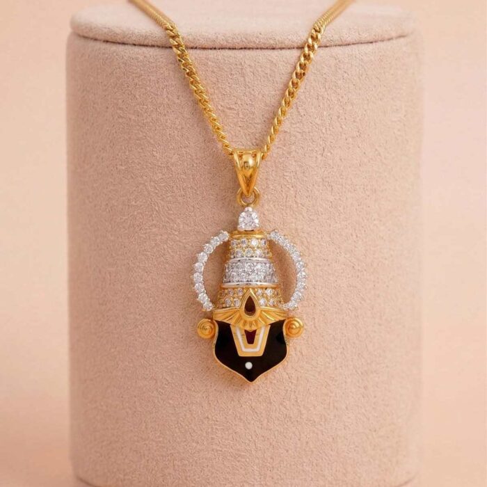 101-101708 22k gold pendant, balaji gold pendant, tirupati balaji pendant, lord venkateswara pendant, temple jewelry pendant, cz stone gold pendant, traditional gold pendant, gold dollar design, designer gold pendant, women gold pendant, mens devotional pendant, south indian gold jewelry, ovjjewels,