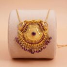 22k gold pendant, ruby gold pendant, traditional gold pendant, antique gold pendant, south indian pendant, bridal gold pendant, handmade gold jewelry, temple jewelry pendant, gold pendant for women, ruby bead pendant, elegant gold pendant, festive jewelry, designer gold pendant, ovjjewels,