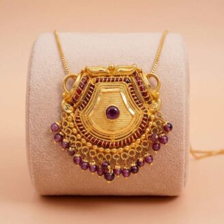 22k gold pendant, ruby gold pendant, traditional gold pendant, antique gold pendant, south indian pendant, bridal gold pendant, handmade gold jewelry, temple jewelry pendant, gold pendant for women, ruby bead pendant, elegant gold pendant, festive jewelry, designer gold pendant, ovjjewels,
