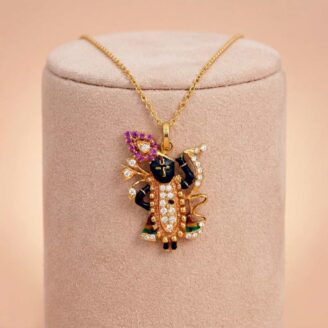 22k gold pendant, krishna gold pendant, bal krishna pendant, designer gold pendant, traditional gold pendant, temple jewellery pendant, south indian gold pendant, cz stone pendant, ladies gold pendant, antique gold pendant, luxury gold jewellery, devotional gold pendant, krishna jewellery