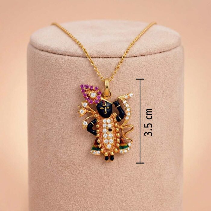 101-2172-c 22k gold pendant, krishna gold pendant, bal krishna pendant, designer gold pendant, traditional gold pendant, temple jewellery pendant, south indian gold pendant, cz stone pendant, ladies gold pendant, antique gold pendant, luxury gold jewellery, devotional gold pendant, krishna jewellery