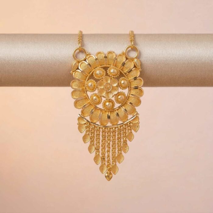22k gold pendant, gold floral pendant, flower gold pendant, tassel gold pendant, ladies gold pendant design, traditional gold pendant, designer gold pendant, lightweight gold pendant, south indian gold jewellery, floral charm pendant, gold pendant for women, handmade gold pendant, fancy gold pendant, wedding jewellery pendant, hallmarked gold pendant, elegant gold pendant,