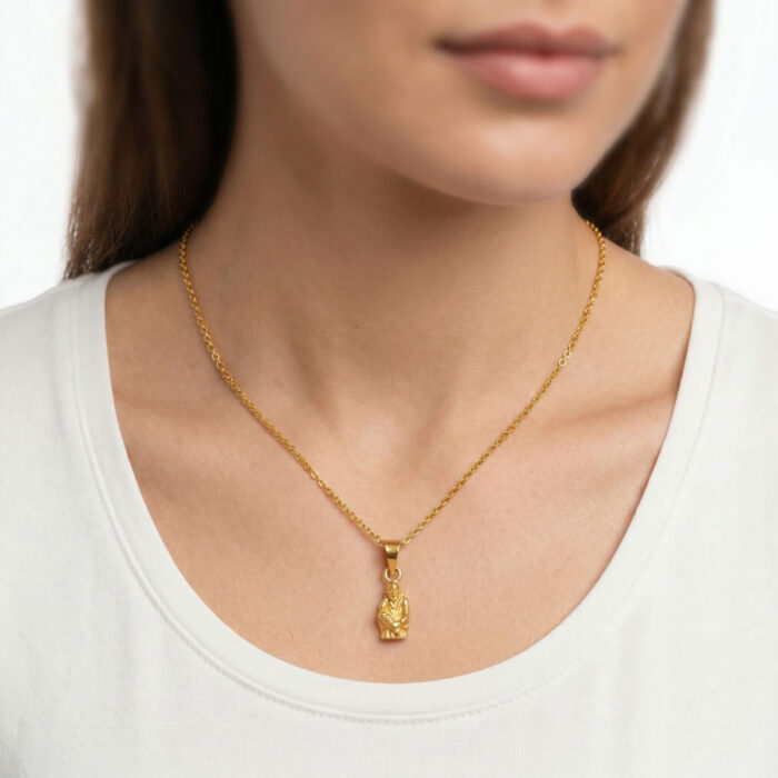 101-23H5904-b 22k gold pendant, sai baba gold pendant, gold pendant design, lightweight gold pendant, small gold pendant, traditional gold pendant, daily wear pendant