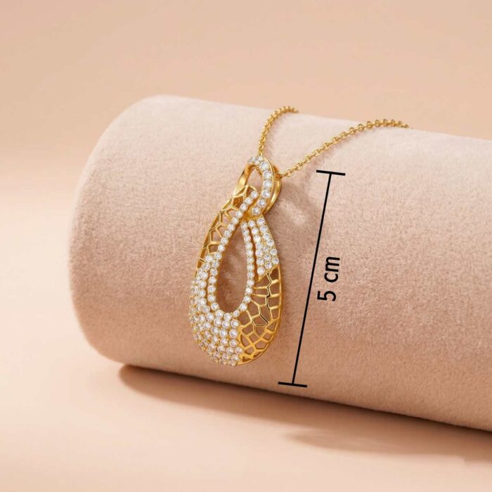 101-23J4396-c 22k gold pendant, gold pendant for women, designer gold pendant, cz gold pendant, trendy gold pendant, ladies gold pendant, modern gold pendant design, lightweight gold pendant, stone pendant gold, fancy gold pendant, luxury gold pendant, daily wear pendant, party wear gold pendant, teardrop gold pendant, diamond look gold pendant, ovjjewels,