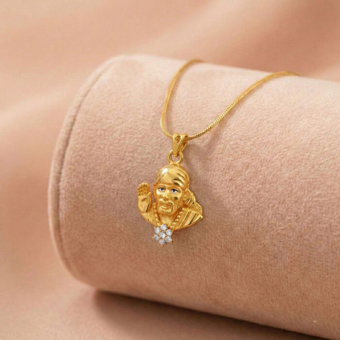 101-23L2963 22k gold sai baba pendant, sai baba gold pendant, shirdi sai baba pendant, gold religious pendant, gold devotional jewelry, sai baba pendant design, gold pendant for men, gold pendant for women, spiritual gold pendant, gold charm pendant,