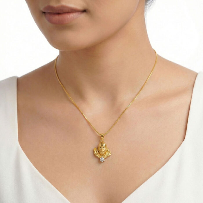 101-23L2963-B 22k gold sai baba pendant, sai baba gold pendant, shirdi sai baba pendant, gold religious pendant, gold devotional jewelry, sai baba pendant design, gold pendant for men, gold pendant for women, spiritual gold pendant, gold charm pendant,