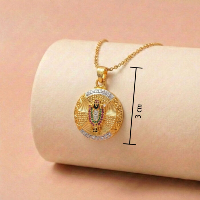 101-24G1052-C 22k gold balaji pendant, 916 gold tirupati pendant, lord venkateswara pendant, gold dollar pendant, balaji gold pendant design, traditional gold pendant, south indian gold jewelry, religious gold pendant, tirupati balaji dollar, gold pendant for women, temple jewelry pendant,