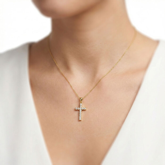 22k gold cross pendant, gold christian pendant, cross pendant gold design, stone cross pendant, religious gold pendant, jesus cross pendant, gold pendant for men, gold pendant for women, christian jewelry india, 22k gold jewelry online,