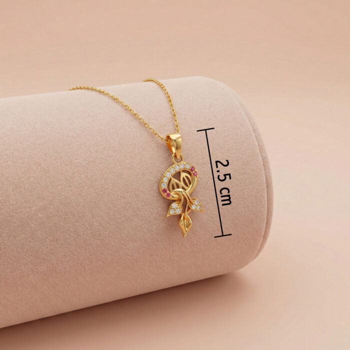 101-24I129-C 22k gold pendant, floral gold pendant, flower pendant gold, designer gold pendant, stone pendant design, ladies gold pendant, gold pendant for women, ruby stone pendant, cz stone pendant, elegant gold jewelry, lightweight gold pendant, luxury gold pendant, trendy pendant design,
