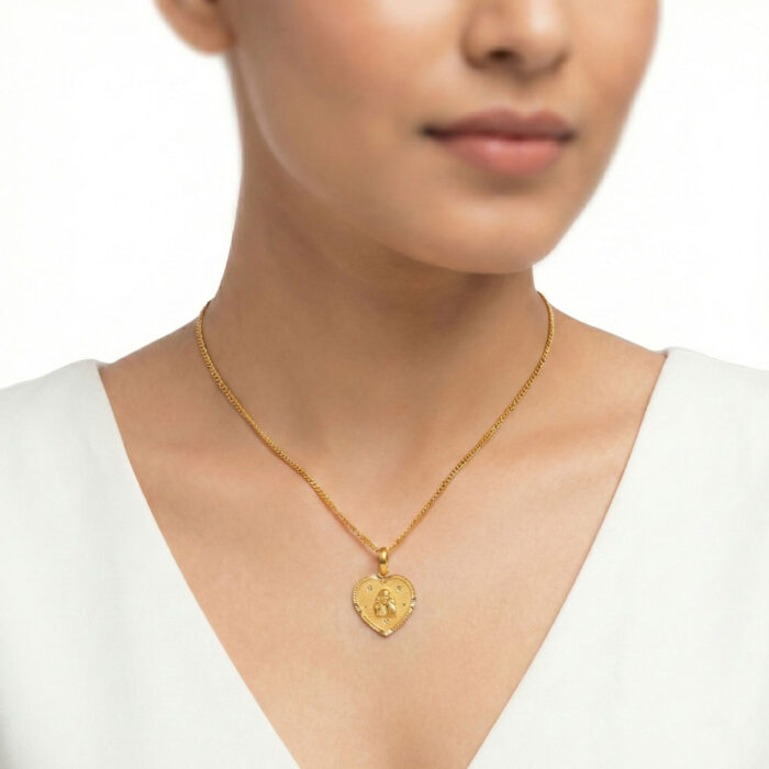 101-24J4147-B 22k gold sai baba pendant, sai baba gold pendant, heart shape gold pendant, 22k gold pendant design, gold sai baba locket, devotional gold pendant, religious gold jewelry, sai baba necklace pendant, hallmarked gold pendant, women's gold pendant, gold pendant for daily wear, spiritual jewelry, pure gold pendant, traditional gold pendant, heart pendant gold, gold locket design, sai baba gift, luxury gold pendant,