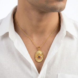 101-24K709-B 22k gold balaji pendant, tirupati balaji pendant gold, gold perumal pendant, lord venkateswara pendant, 22k temple jewellery, gold dollar pendant, traditional gold pendant, balaji dollar design, south indian gold jewellery, ladies gold pendant, gold pendant online india, religious gold pendant, stone gold pendant, designer gold pendant, ovjjewels, tirupati pendant gold,