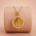 22k gold pendant, lord shiva gold pendant, shiva pendant for men, shiva pendant for women, gold god pendant, devotional gold pendant, mahadev pendant gold, round gold pendant design, stone gold pendant, premium gold pendant, traditional gold pendant, stylish gold pendant