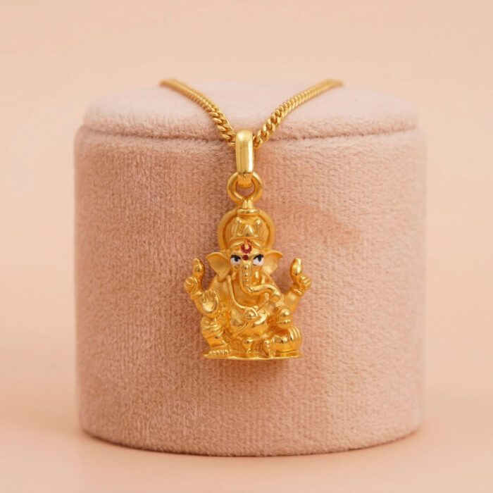 101-25A1560 22k gold pendant, 916 gold ganesha pendant, lord ganesha gold pendant, vinayagar pendant gold, gold god pendant, ganpati pendant design, traditional gold pendant, spiritual gold jewellery, pure gold pendant online, ovjjewels, tamil nadu gold pendant,